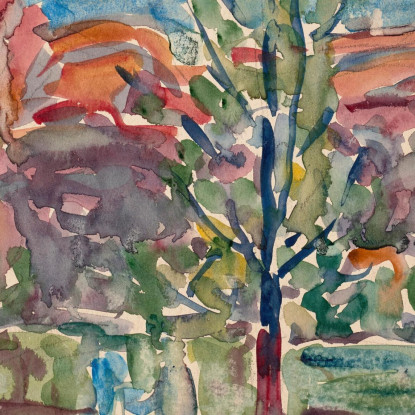 Alberi Contro La Montagna Maurice Prendergast mpr70 quadro stampato su tela