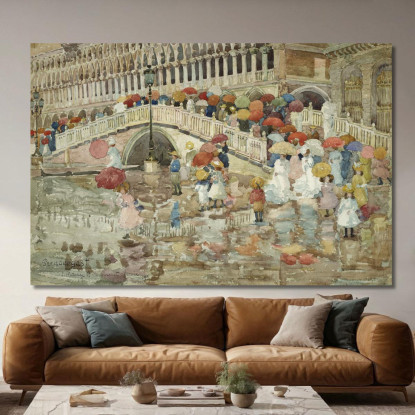 Ombrelli Sotto La Pioggia Maurice Prendergast mpr71 quadro stampato su tela