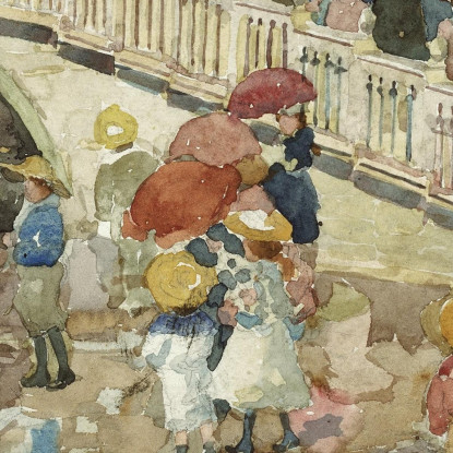 Ombrelli Sotto La Pioggia Maurice Prendergast mpr71 quadro stampato su tela