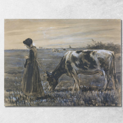 Ragazza Con Mucca Max Liebermann mlb42 quadro stampato su tela