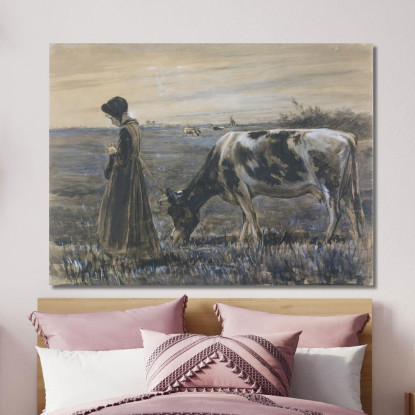 Ragazza Con Mucca Max Liebermann mlb42 quadro stampato su tela