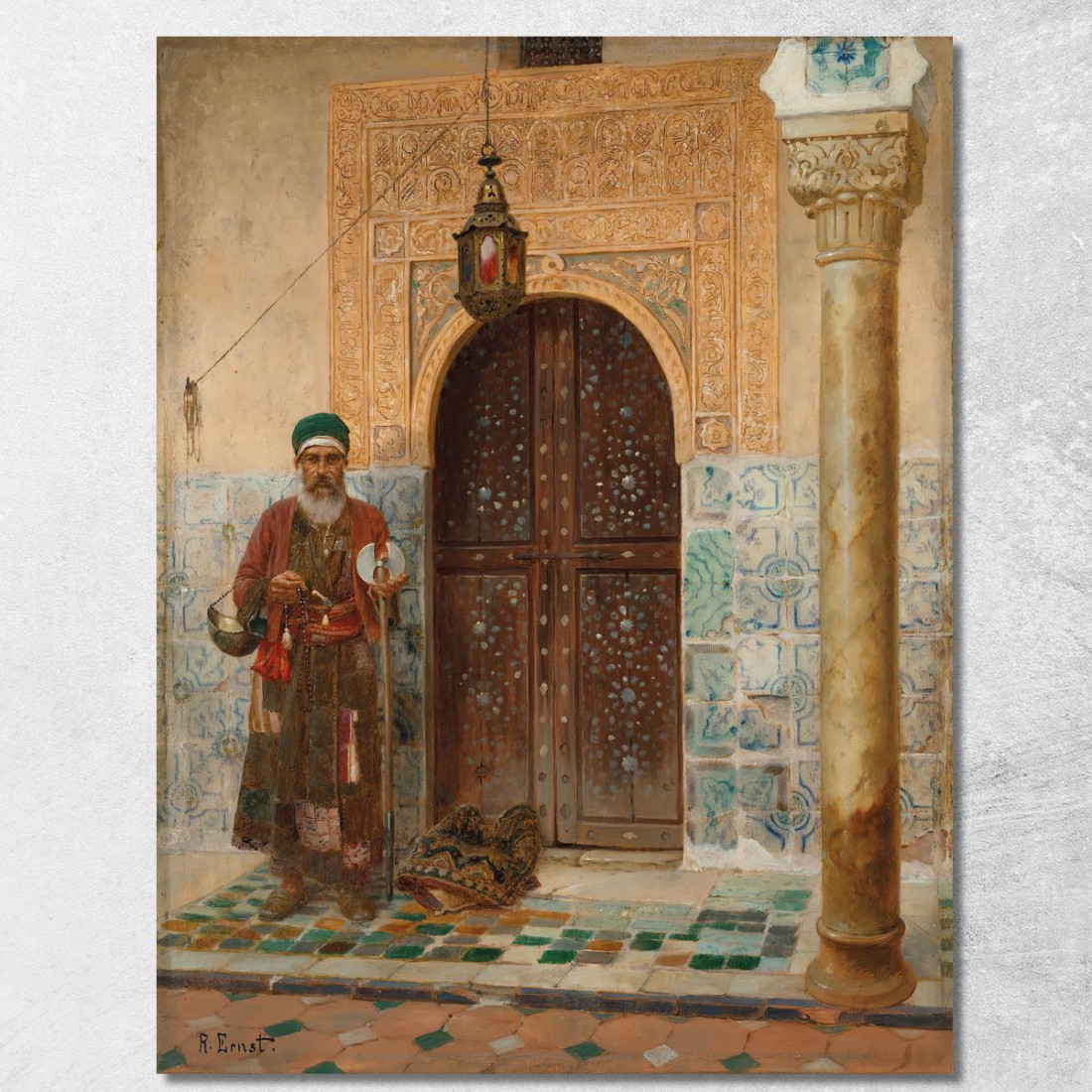 Un Sant'Uomo Presso Un Ingresso Rudolf Ernst rer3 quadro stampato su tela