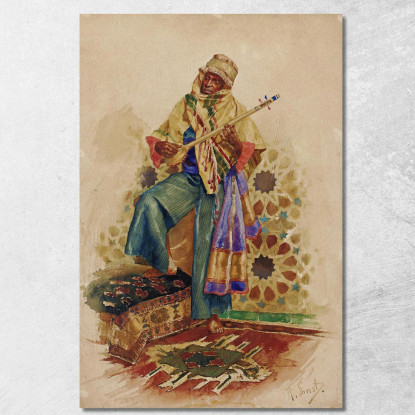 Un Musicista Arabo Rudolf Ernst rer12 quadro stampato su tela
