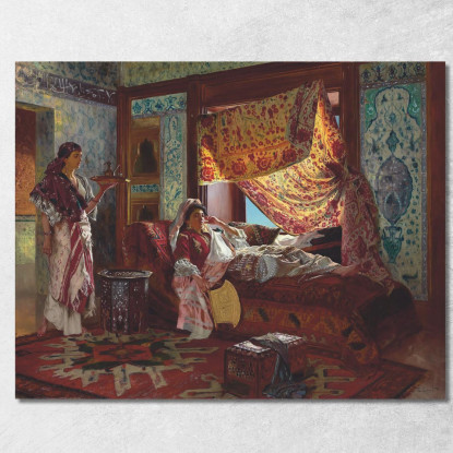 Prendendo Il Tè Nell'Harem Rudolf Ernst rer36 quadro stampato su tela