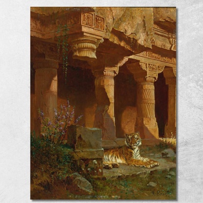 Tigre A Riposo Rudolf Ernst rer70 quadro stampato su tela