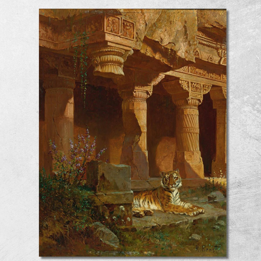 Tigre A Riposo Rudolf Ernst rer70 quadro stampato su tela
