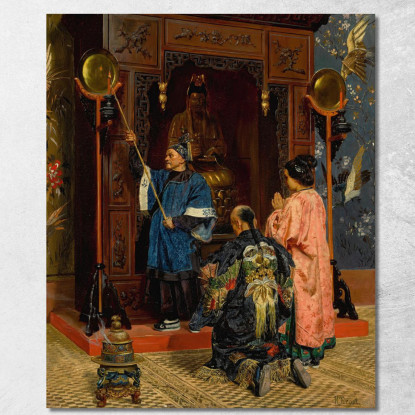 Fedeli In Preghiera Presso Un Santuario Buddhista Rudolf Ernst rer73 quadro stampato su tela