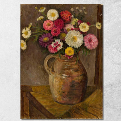 Aster E Zinnie In Una Brocca Di Terracotta Tadeusz Makowski tmk6 quadro stampato su tela