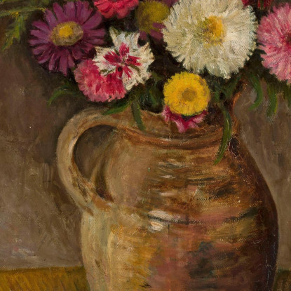 Aster E Zinnie In Una Brocca Di Terracotta Tadeusz Makowski tmk6 quadro stampato su tela