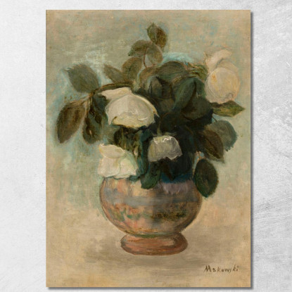 Rose Bianche Tadeusz Makowski tmk13 quadro stampato su tela