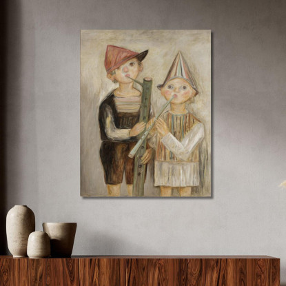 Ragazzi Con Flauti Rurali Tadeusz Makowski tmk17 quadro stampato su tela