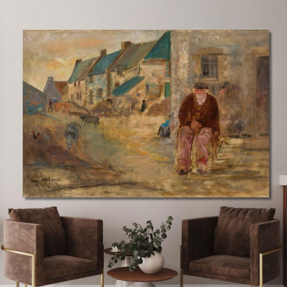 Paesaggio Bretone Con Un Vecchio Pescatore Tadeusz Makowski tmk19 quadro stampato su tela