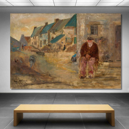 Paesaggio Bretone Con Un Vecchio Pescatore Tadeusz Makowski tmk19 quadro stampato su tela