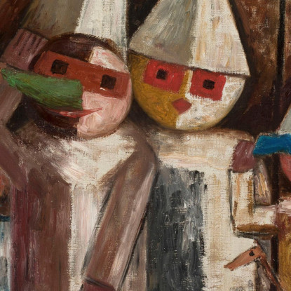 Carnevale Di Bambini Con Bandiera Tadeusz Makowski tmk24 quadro stampato su tela