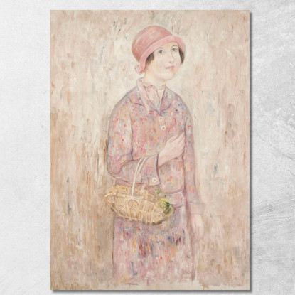 Ragazza Con Cappello Rosa Tadeusz Makowski tmk41 quadro stampato su tela