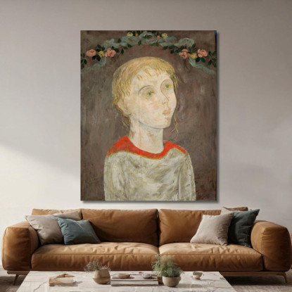 Ragazza Con Ghirlanda Di Fiori Tadeusz Makowski tmk43 quadro stampato su tela