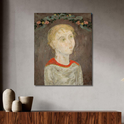 Ragazza Con Ghirlanda Di Fiori Tadeusz Makowski tmk43 quadro stampato su tela