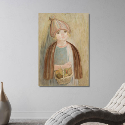 Dziewczynka Z Koszykiem Gruszek Tadeusz Makowski tmk51 quadro stampato su tela