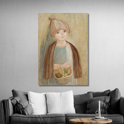 Dziewczynka Z Koszykiem Gruszek Tadeusz Makowski tmk51 quadro stampato su tela