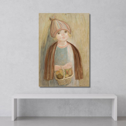Dziewczynka Z Koszykiem Gruszek Tadeusz Makowski tmk51 quadro stampato su tela