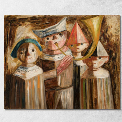 Quattro Bambini Con Una Tromba Tadeusz Makowski tmk61 quadro stampato su tela