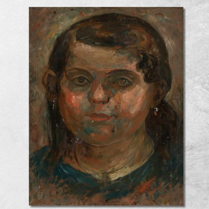 Testa Di Una Bambina In Un Vestito Blu Tadeusz Makowski tmk77 quadro stampato su tela