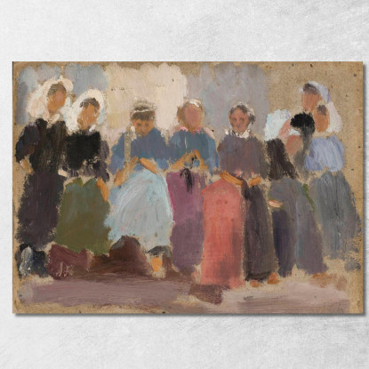 Donne Che Lavorano A Maglia (Schizzo) Tadeusz Makowski tmk87 quadro stampato su tela