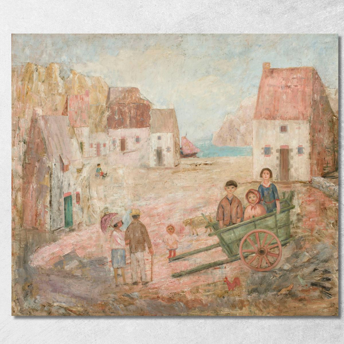 Paesaggio Di Una Piccola Città Con Bambini In Una Carrozzina Tadeusz Makowski tmk95 quadro stampato su tela