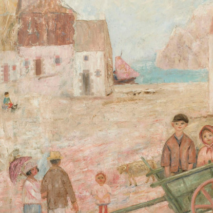 Paesaggio Di Una Piccola Città Con Bambini In Una Carrozzina Tadeusz Makowski tmk95 quadro stampato su tela