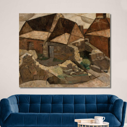 Paesaggio Con Case Tadeusz Makowski tmk100 quadro stampato su tela