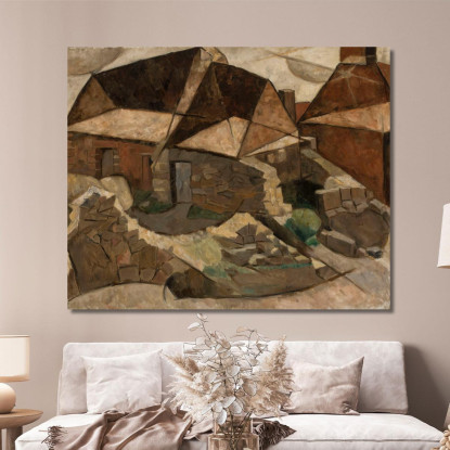 Paesaggio Con Case Tadeusz Makowski tmk100 quadro stampato su tela