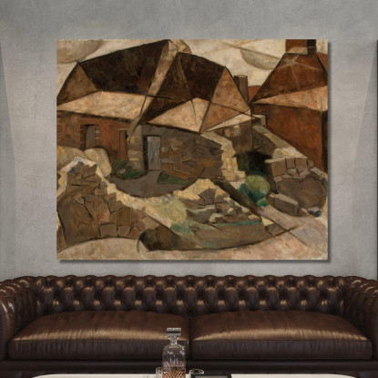 Paesaggio Con Case Tadeusz Makowski tmk100 quadro stampato su tela