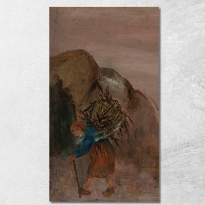 Bambina Che Porta Legna Tadeusz Makowski tmk103 quadro stampato su tela