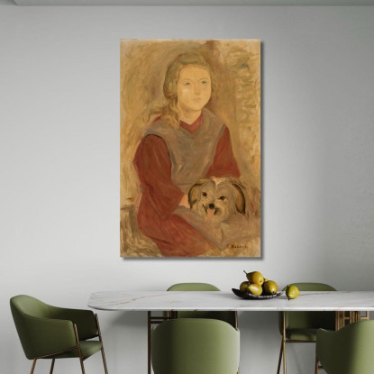Bambina Con Un Cane Tadeusz Makowski tmk104 quadro stampato su tela