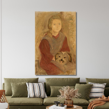 Bambina Con Un Cane Tadeusz Makowski tmk104 quadro stampato su tela