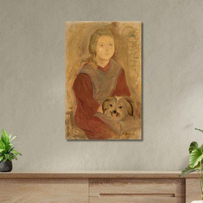 Bambina Con Un Cane Tadeusz Makowski tmk104 quadro stampato su tela