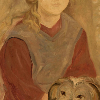 Bambina Con Un Cane Tadeusz Makowski tmk104 quadro stampato su tela