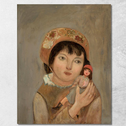 Bambina Con Una Bambola Tadeusz Makowski tmk105 quadro stampato su tela