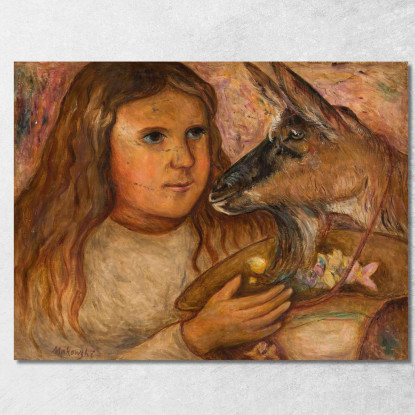 Bambina Con Una Capra Tadeusz Makowski tmk107 quadro stampato su tela