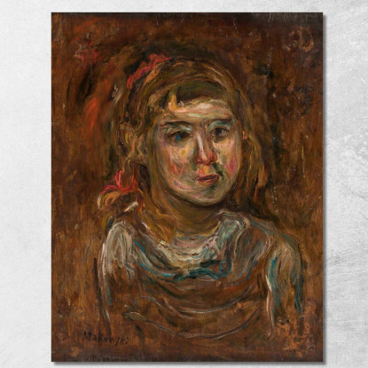 Bambina Con Un Nastro Rosso Tadeusz Makowski tmk108 quadro stampato su tela