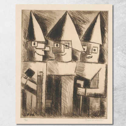 Maschere Tadeusz Makowski tmk118 quadro stampato su tela