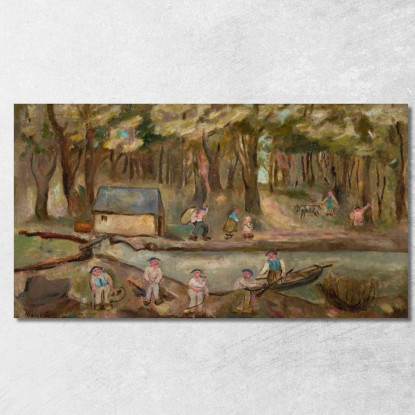 Mulino Sul Fiume Tadeusz Makowski tmk127 quadro stampato su tela