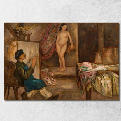 Pittore E Modella Tadeusz Makowski tmk132 quadro stampato su tela