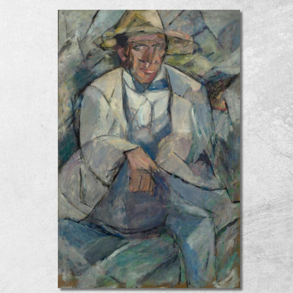 Ritratto Di Un Uomo Con Un Cappello Bianco Tadeusz Makowski tmk142 quadro stampato su tela