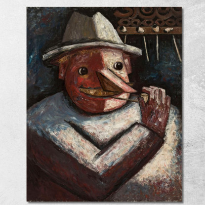 Ritratto Di Un Uomo Con Pipe Tadeusz Makowski tmk145 quadro stampato su tela