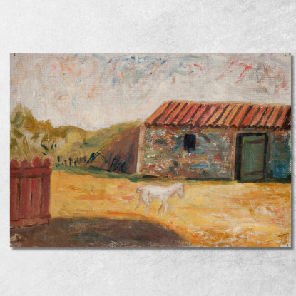 Fattoria Rurale Con Un Puledro Bianco Tadeusz Makowski tmk163 quadro stampato su tela
