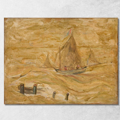 Barca A Vela Sul Mare Tadeusz Makowski tmk166 quadro stampato su tela