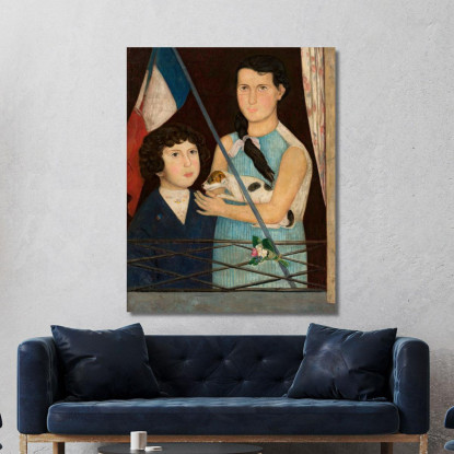 Due Bambini Con Una Bandiera Francese Tadeusz Makowski tmk187 quadro stampato su tela
