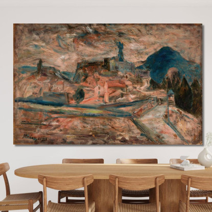 Vista Di Una Piccola Città Tra Le Montagne Le Puy Tadeusz Makowski tmk192 quadro stampato su tela