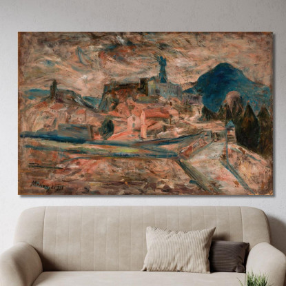 Vista Di Una Piccola Città Tra Le Montagne Le Puy Tadeusz Makowski tmk192 quadro stampato su tela